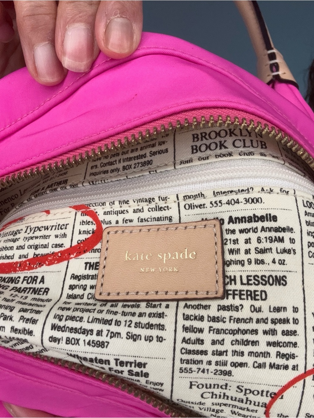 Kate Spade Stevie Newspaper Print Lining EUC - Picture 14 of 16
